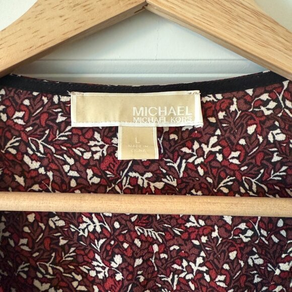 MICHEAL Michael Kors Leaf Print Ruffled Crepe Dress - Picture 2 of 5